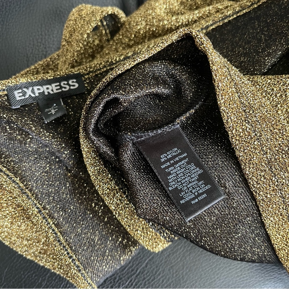 📌SOLD📌 Express Gold Metallic Cross Back Tank Top Sz Small Petite - Picture 11 of 14